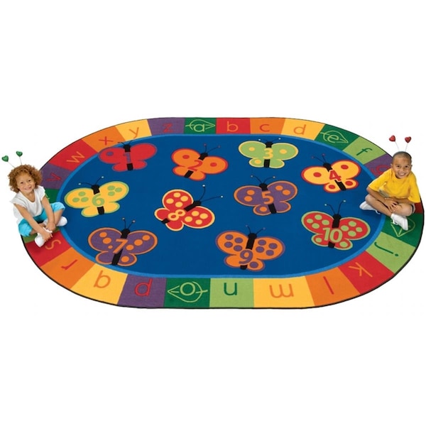 Carpets For Kids 123 ABC Butterfly Fun 6.75 ft. x 9.42 ft. Oval Rug CA61918 - main